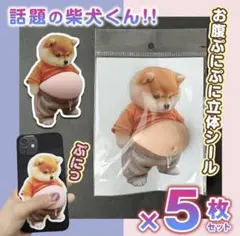 【特別感謝セール】柴犬 おなか ぷにぷに シール 5枚 3D 立体 ステッカー