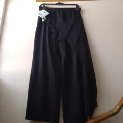 【新品】しまむらプチプラのあや 大きいサイズ レイヤードパンツ LL ブラック