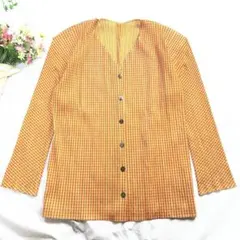 【希少】プリーツプリーズ イッセイミヤケ カーディガン ギンガムチェック 3 L