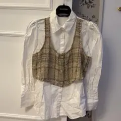 ZARA ツイード ベスト風シャツ XS