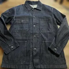 UNIQLOユニクロ長袖デニムダンガリーカバオールジャケットダークブルーLサイズ