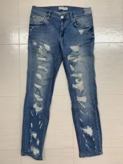 ZARA プレミアムデニム ダメージ加工 ジーンズ