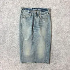 デニム　スカート　ダメージ加工　切りっぱなし　スリット　ジーンズ　34 日本製