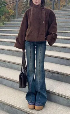 インディゴ ブーツカットデニム ハイウエスト