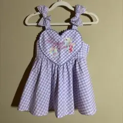 メゾピアノ ギンガムチェック ハート ワンピース パープル 140cm