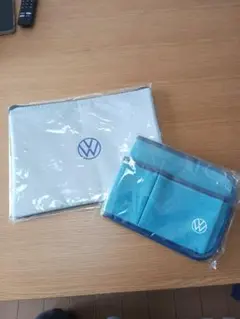 水色　VW マルチスタンドポーチ　グレー　VWテントクロスクリアポーチ