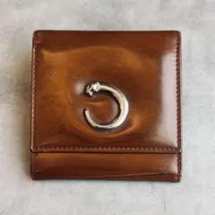 Cartier 獵豹 零錢包 零錢袋 豹紋 小牛皮 棕色