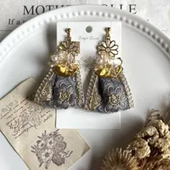 インド刺繍リボン ピアス