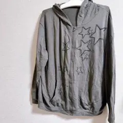 グレー 星柄 パーカー Lサイズ