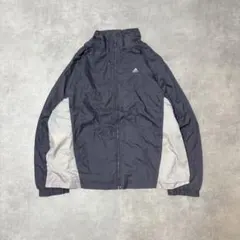 アディダスadidas古着ナイロンジャケットフルジップパーカーグレーC93