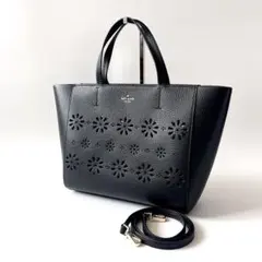 ケイトスペード　トートバッグ　レザー　カットアウト　パンチング　黒　2way