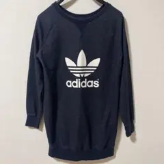 美品　デニム柄　アディダスオリジナル トレーナー ミニワンピース L