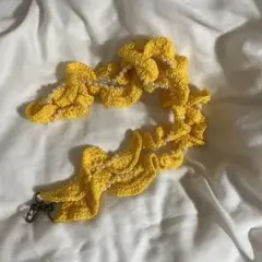 ハンドメイド スマホショルダー フリルスマホショルダー 毛糸