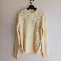 UNIQLO ケーブル編みニット M アイボリー クルーネックセーター