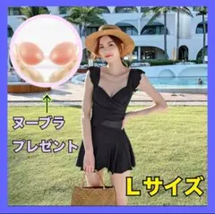 ワンピース 水着 体型カバー　かわいい 上品 清楚 大人女子　黒　シースルー