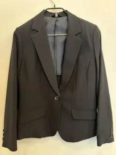 15号　黒　ストライプ　ビジネススーツ上下（ブレザー・スカート）