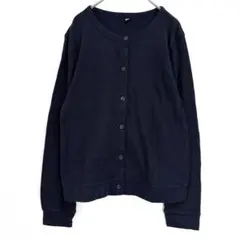 ユニクロ【L】ミニワッフルカーディガン　紺　羽織り　オフィス　仕事