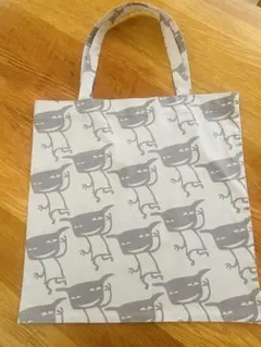 アランジアランゾ　ワルモノ柄トート　エコバッグ　グレー