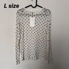 完売 ZARA スーピマ® ドットプリントTシャツ 水玉 Lサイズ