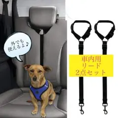 新品 ペット リード 車専用 安全ベルト ２点セット （黒） 犬 ペット用品