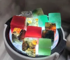 天然石キューブ 12個 B 瑪瑙、モスアゲート アゲンチュリン12石