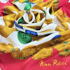 5-22.美品NINA RICCI イタリア製 ボタンとシンブル シルクスカーフ