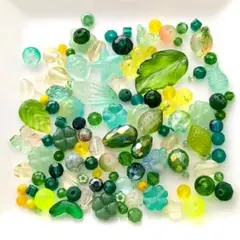 グリーン　イエロー　ガラスビーズ　120個　緑　黄色　*2551