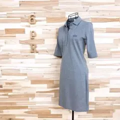 【ラコステ】ポロシャツ ワンピース スポーティ ワニ 刺繍ロゴ オール グレー