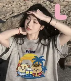 Orionビール 半袖Tシャツ グレー　L ちいかわオリオンレディース　no.3