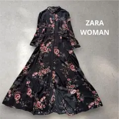 美品✨【ZARA womanザラ】ボタニカル花柄マキシシャツワンピースSのサムネイル