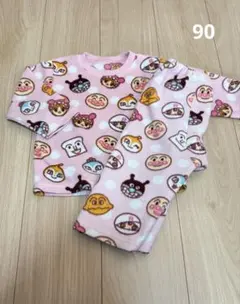 パジャマ アンパンマン 90 裏起毛 フリース 長袖 ベビーパジャマ ピンク