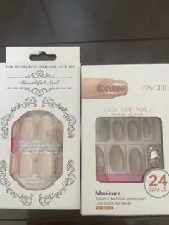 ネイルチップセット 24枚 ヌードピンク・ブラウン