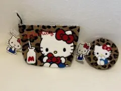 新品★即完売★ヒョウ柄ハローキティー★サガラポーチ×カラビナ付ポーチ