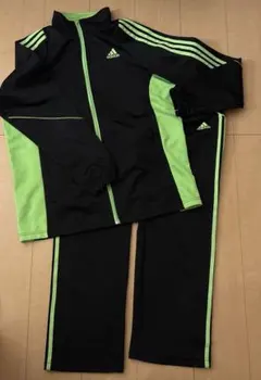 adidas ジャージ上下セット　黒&蛍光緑　Lサイズ