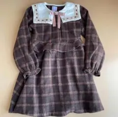 アクシーズファムキッズ ブラウンチェック ワンピース 120cm