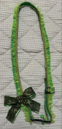 ミセスりんご棒ペンライト用ストラップグリーンゴールドフリル97