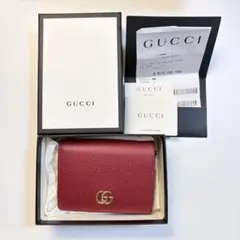 GUCCI GGマーモント 二つ折り財布 レッド - メルカリ