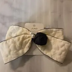 リボン型ヘアアクセサリー アイボリー/ブラック