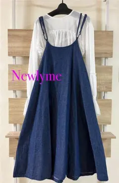 ニューリーミー　デニム ジャンパースカート ネイビーブルー