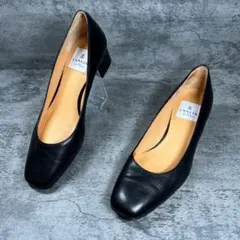 【ランバンオンブルー】（23）レザーパンプス スクエアトゥ ブラック 日本製