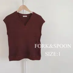 【美品】 FORK&SPOON レディース ベスト ジレ 無地 ワインレッドのサムネイル