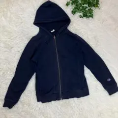 【champion】 M ジップパーカー　フード付き　ワンポイント　ロゴ