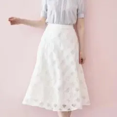 toccoclosetフラワーレース装飾シアーチェックフレアスカート