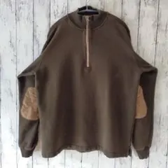 スウェット　Woolrich　M　ハーフジップ　ブラウン