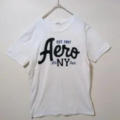 エアロポステール 半袖 Tシャツ クルーネック ロゴ L 白 綿 厚手 リメイクのサムネイル