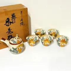 ⭐️ 九谷焼 柏翠窯 金彩 垣菊 茶器揃（ 急須 1個 湯呑み 5客) 美品⭐️