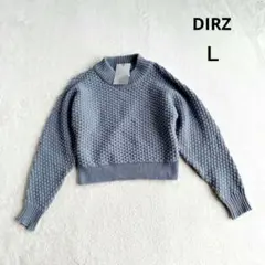 新品✨【DIRZ】クルーネックニット Ｌ ポップコーン ぽこぽこ くすみブルー