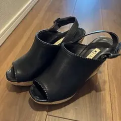 DIANA ブラックオープントゥサンダルサイズL 美品