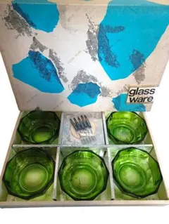SOGA GLASS 曽我ガラス 器 皿 グリーン 5個のサムネイル