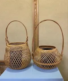 ❣️手付き 花入れ 置き籠 茶の湯 茶道 華道 古道具花篭 竹籠 花器
